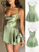 Sieviešu seksīga pārsējs, satīna kleita bez piedurknēm Eleganta minikleitas bez piedurknēm Bodycon Mini kleitas Modes, sarkanas ballīšu krāsas, šauras, krusta piesienamas Vestidos