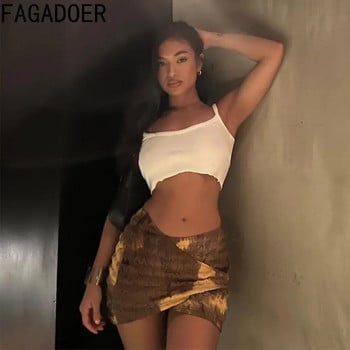 FAGADOER Модно улично облекло Y2K Жени Tie Dye Printing Skinny Mini Skirts Секси женски еластични неправилни тънки поли Долнища 2023