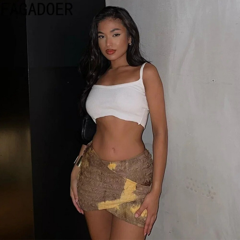 FAGADOER Módne streetwear Y2K Dámske batikované úzke mini sukne Sexy dámske elastické nepravidelné štíhle sukne Spodná časť 2023