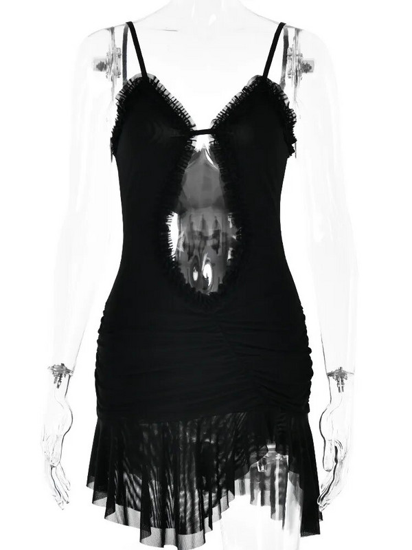 JULISSA MO Hollow Out fodros, szabálytalan női ruhák, parti estélyi ruha, 2024 tavaszi szexi csúszós, hát nélküli, rovátkolt vékony miniruha