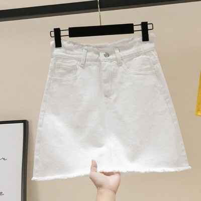 Ženska kratka suknja Mini traper suknja Mini traper suknja s patentnim zatvaračem Velika veličina L XXL XXXL 4XL suknja Crno bijela suknja A-kroja Mama Djevojke