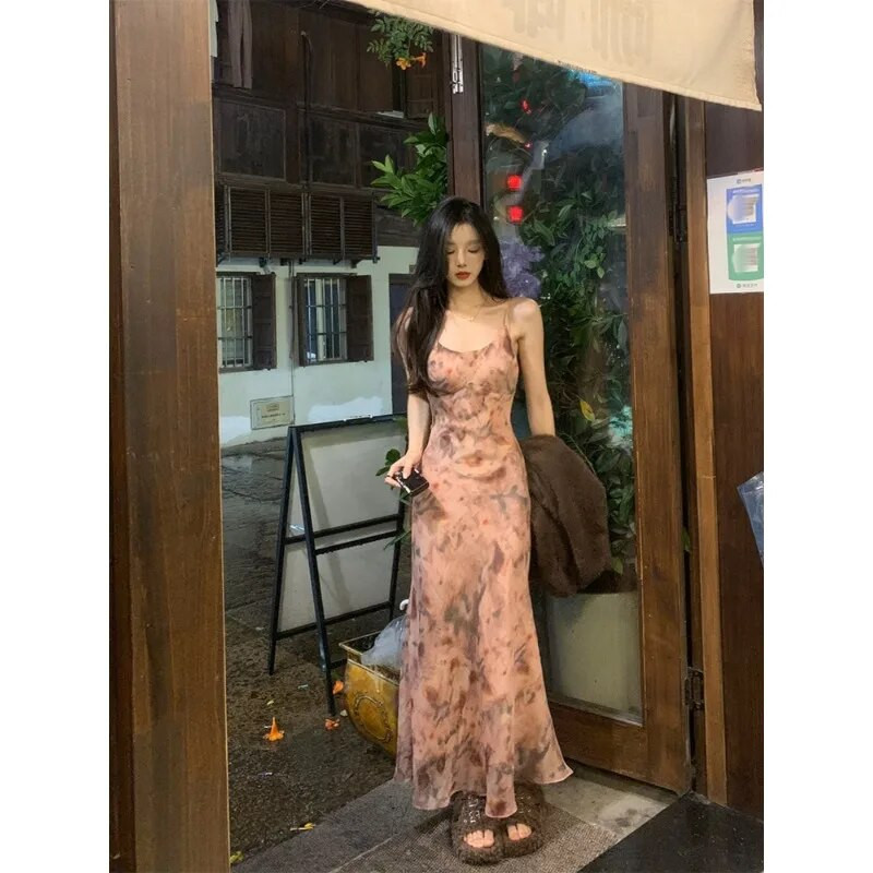 Vacanță Vară Tuș șifon Floral Bretele Rochie talie rochii femei rochie imprimată femei streetwear ținute club pentru femei