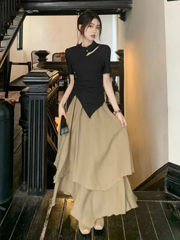 Nepravilne suknje Ženske vintage ljetne tanke volane Fairycore New Chic kineski stil Duge falde labave elegantne književne sveobuhvatne