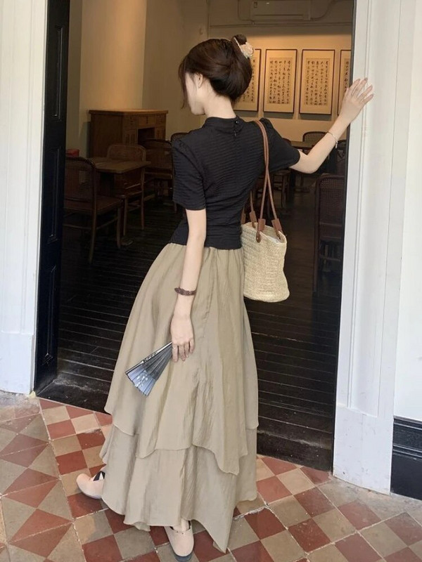 Nepravilne suknje Ženske vintage ljetne tanke volane Fairycore New Chic kineski stil Duge falde labave elegantne književne sveobuhvatne