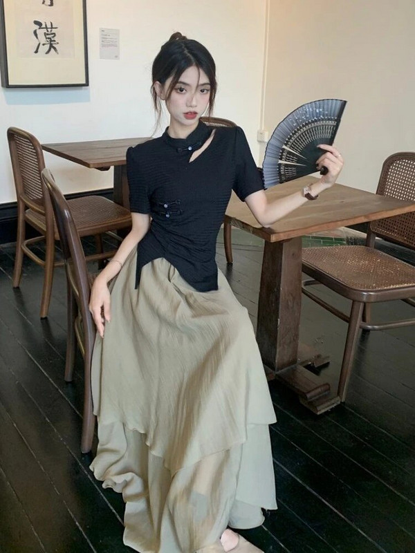 Nepravilne suknje Ženske vintage ljetne tanke volane Fairycore New Chic kineski stil Duge falde labave elegantne književne sveobuhvatne