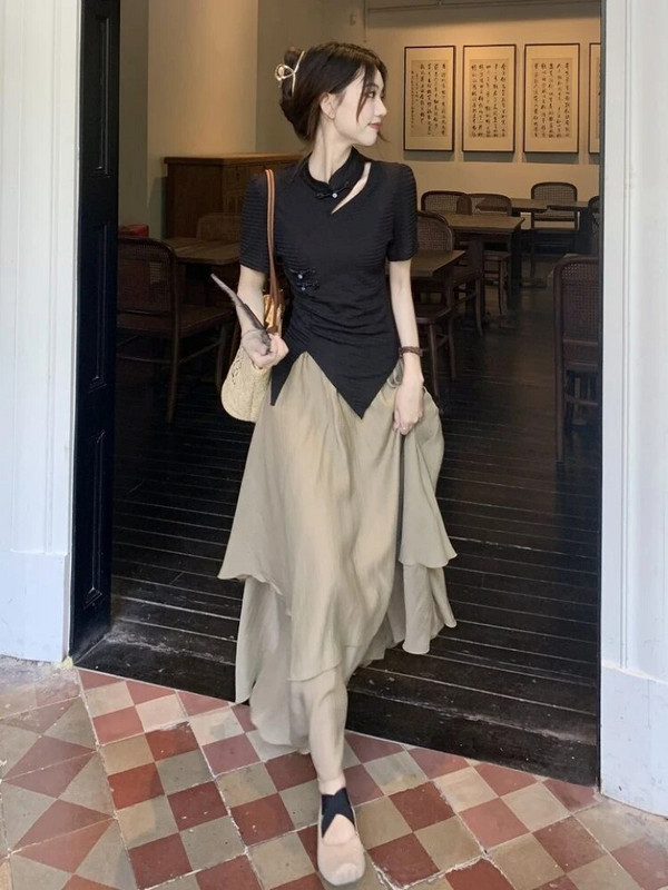 Nepravilne suknje Ženske vintage ljetne tanke volane Fairycore New Chic kineski stil Duge falde labave elegantne književne sveobuhvatne