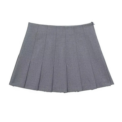 TRAFZA 2024 Proljetne plisirane suknje za žene Modna nova jednobojna uska skraćena suknja Ženska mini suknja s patentnim zatvaračem Y2k