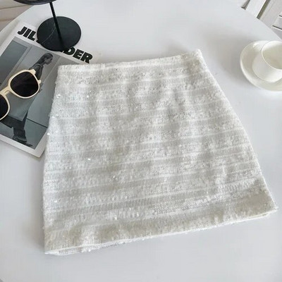 Ženska elegantna seksi mini suknja visokog struka sa šljokicama, modna večernja modna vintage suknja a kroja, ljetna odjeća