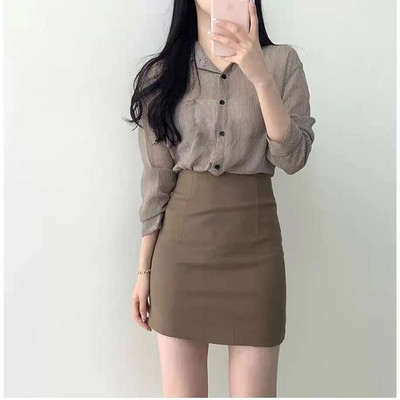 Fuste scurte înfășurate pentru femei Formal negru Office cu talie înaltă Mini fuste strâmte pentru femei Imbracaminte Y2k elegantă și elegantă premium