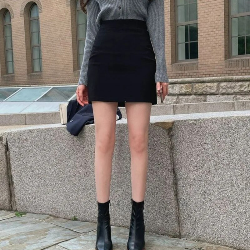 OL Profesionalna suknja u jednom koraku, kratka ženska jesenska nova čvrsta temperamentna jednostavna suknja s patentnim zatvaračem visokog struka, uska suknja na bokovima