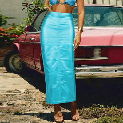 Ležerna vintage ženska suknja Europa i Amerika Svestrana, elegantna ljetna moda, seksi uz tijelo, duge suknje s omotom na bokovima, ženske falde