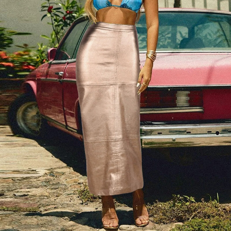 Ležerna vintage ženska suknja Europa i Amerika Svestrana, elegantna ljetna moda, seksi uz tijelo, duge suknje s omotom na bokovima, ženske falde