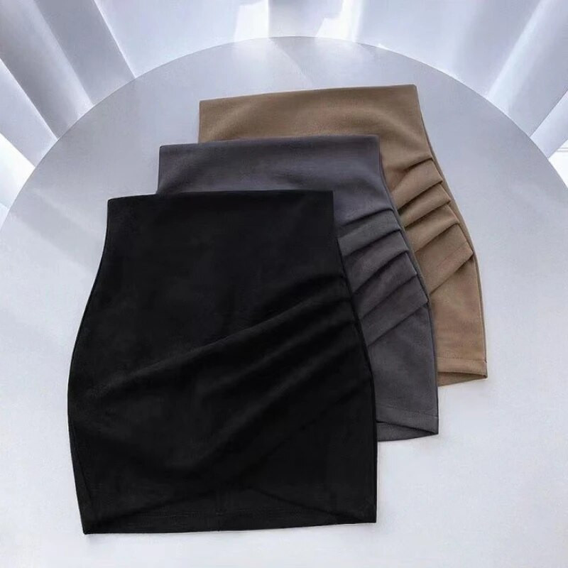 Σέξι φούστες πάνω από το γόνατο Γυναικείες ακανόνιστες ψηλόμεσες καυτές κοπέλες Ευρωπαϊκή streetwear ιδιοσυγκρασία Κομψό 3-χρωμα Slim Мини Юбки Μόδα
