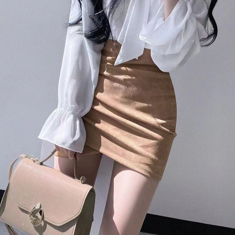 Σέξι φούστες πάνω από το γόνατο Γυναικείες ακανόνιστες ψηλόμεσες καυτές κοπέλες Ευρωπαϊκή streetwear ιδιοσυγκρασία Κομψό 3-χρωμα Slim Мини Юбки Μόδα