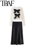 TRAF GAL 2024 Proljeće Y2K Elegantne satenske dugačke suknje A-kroja Elastične Empire ležerne swing ženske maksi suknje do gležnja