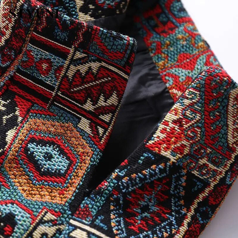 Indie folk vintage hímzés, geometrikus, magas derekú, A vonalú női szoknya koreai divatos mini rövid női szoknyák 2023 nyárra