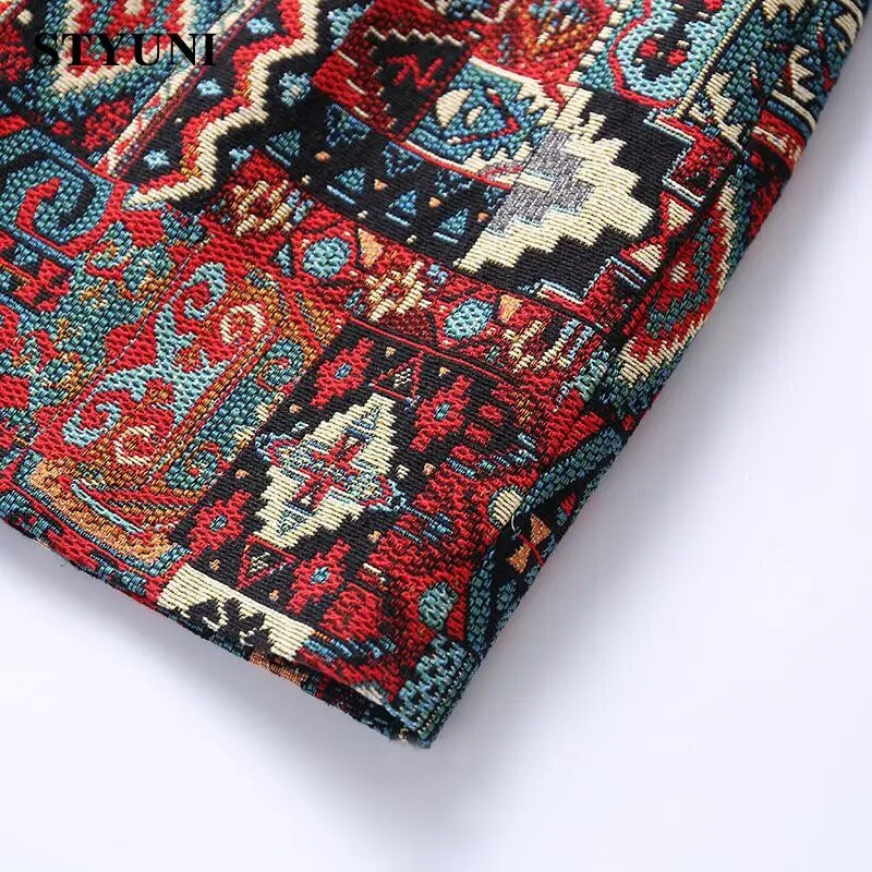 Indie folk vintage hímzés, geometrikus, magas derekú, A vonalú női szoknya koreai divatos mini rövid női szoknyák 2023 nyárra