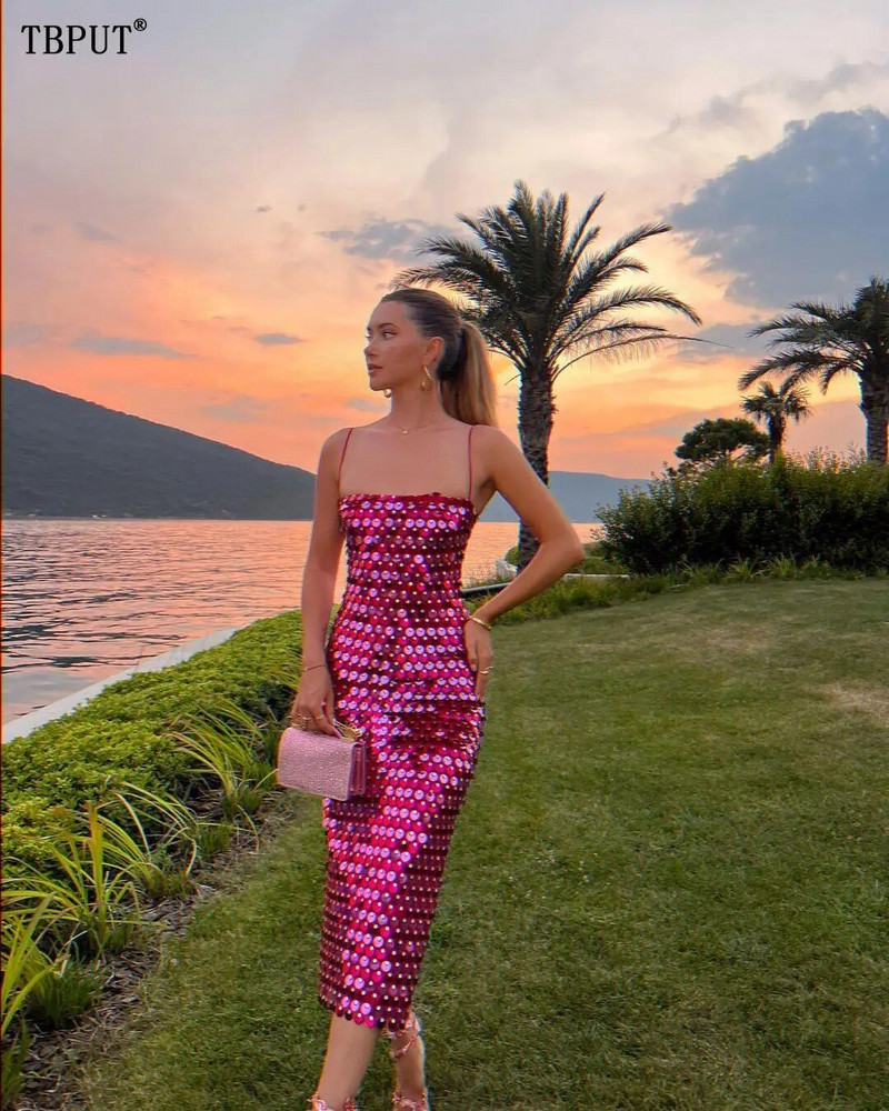 Elegantna svjetlucava uska haljina sa šljokicama, ženske visokokvalitetne svečane haljine s naramenicama bez leđa, 2023, nove elegantne ženske duge haljine