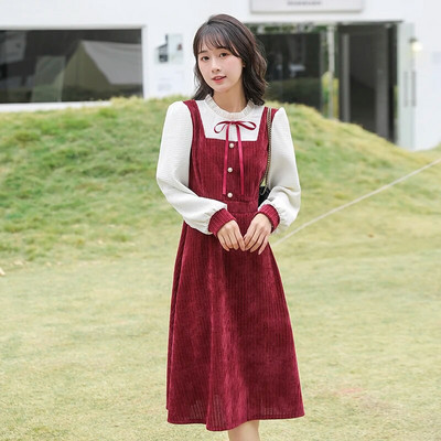 Jesen Zima Nova jednodijelna haljina dugih rukava u francuskom stilu Mori Girl Vestidos