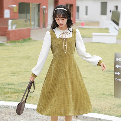 Jesen Zima Nova jednodijelna haljina dugih rukava u francuskom stilu Mori Girl Vestidos