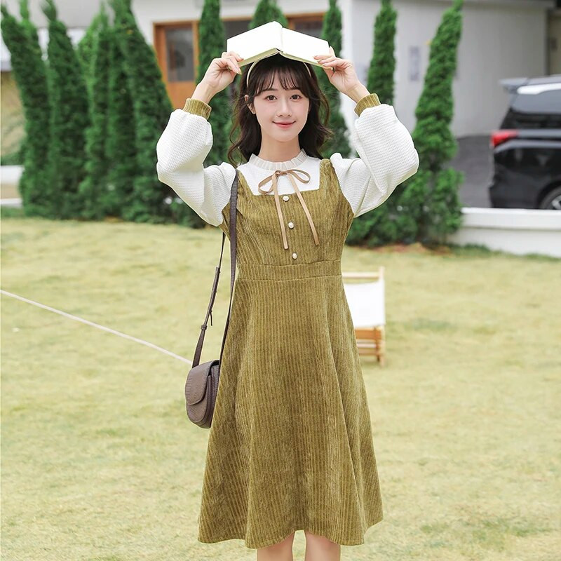 Jesen Zima Nova jednodijelna haljina dugih rukava u francuskom stilu Mori Girl Vestidos