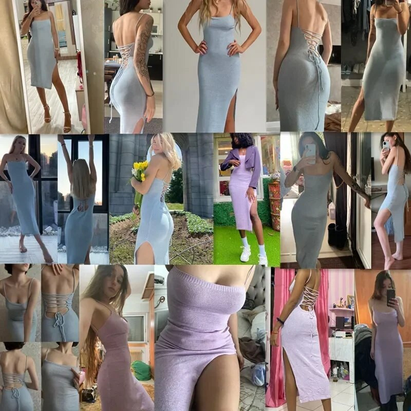 Sexy plážové oblečenie, zimné pletené šaty, dámske plážové šaty s ramienkami, bez ramienok a chrbtom, šnurovacie šaty