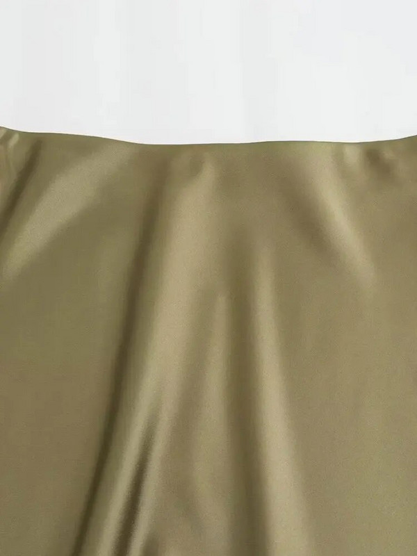 TRAF 2023 rudens satininis midi sijonas moterims aukštu juosmeniu ilgi sijonai moterims Naujos mados biuro elegantiški vakarėlių moteriški sijonai