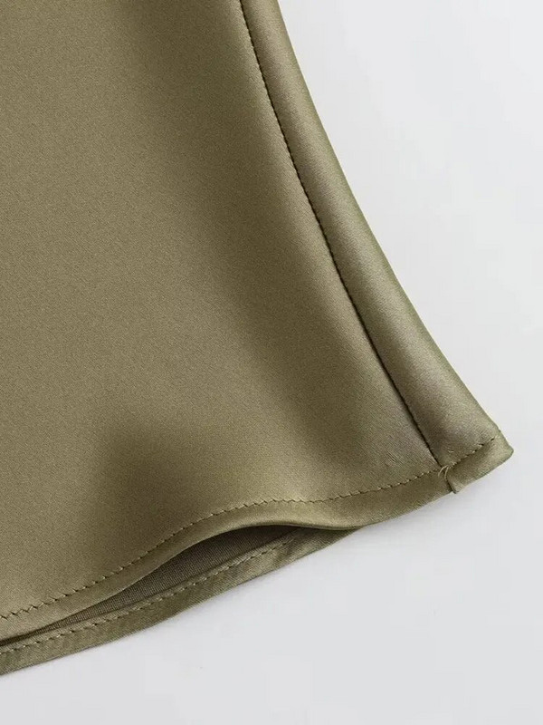 TRAF 2023 rudens satininis midi sijonas moterims aukštu juosmeniu ilgi sijonai moterims Naujos mados biuro elegantiški vakarėlių moteriški sijonai