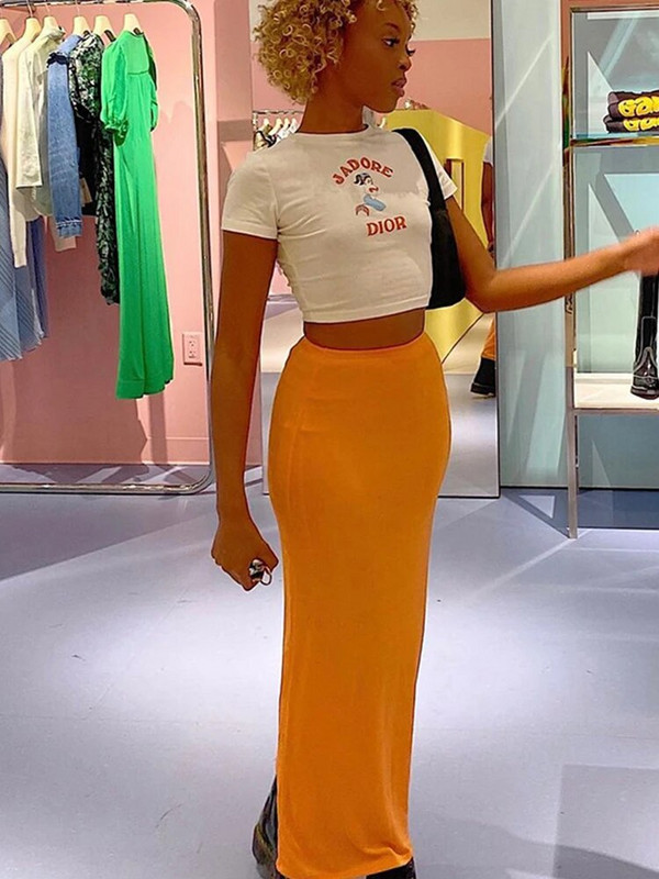 ByeMyLove Midi szoknyák Női Skinny Y2K Streetwear Női hosszú szoknyák Hosszú szoknyák Solid Sexy Bodycon Egyenes szoknyák Női ruhák