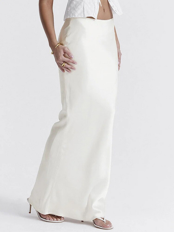 Naiste elegantne vabaaja pikk seelik Patchwork naistele õhuke peokleidi seelik 2023. aasta suvine uus kõrge vöökohaga varustus, valge Y2k seelik