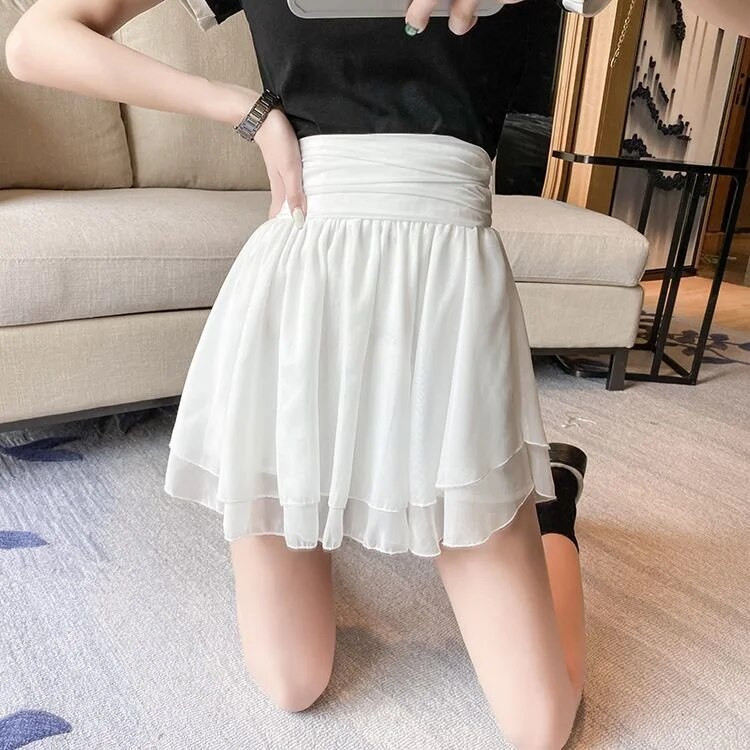 Ženska plisirana suknja od šifona 2023. Visokog struka Kratka suknja A-kroja Suknja Ropa Mujer Mini suknje Odjeća za žene