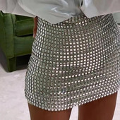 Fusta mini cu paiete cu sclipici pentru femei sexy, talie înaltă, șold strălucitor înfășurat deasupra genunchiului, fustă creion, fustă cocktail pentru petrecere, haine de club