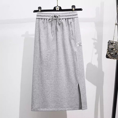 Midi šaty, ležérne, jednofarebné, dámske, jednoduché, sukne, jar, jeseň, tenký elastický pás so šnúrkou, nové dámske oblečenie