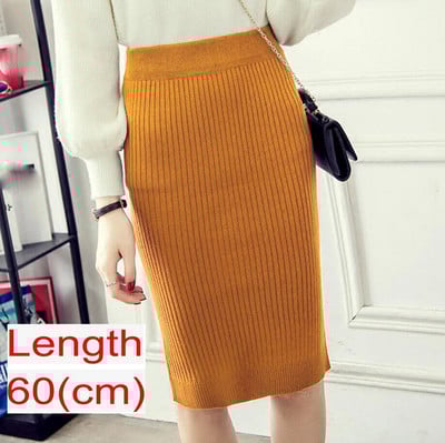 Vintage női szoknya Rugalmas, magas derékú, redőzött Midi kötött egylépéses ceruzaszoknya pulóver Őszi női tömör, elegáns szoknyák