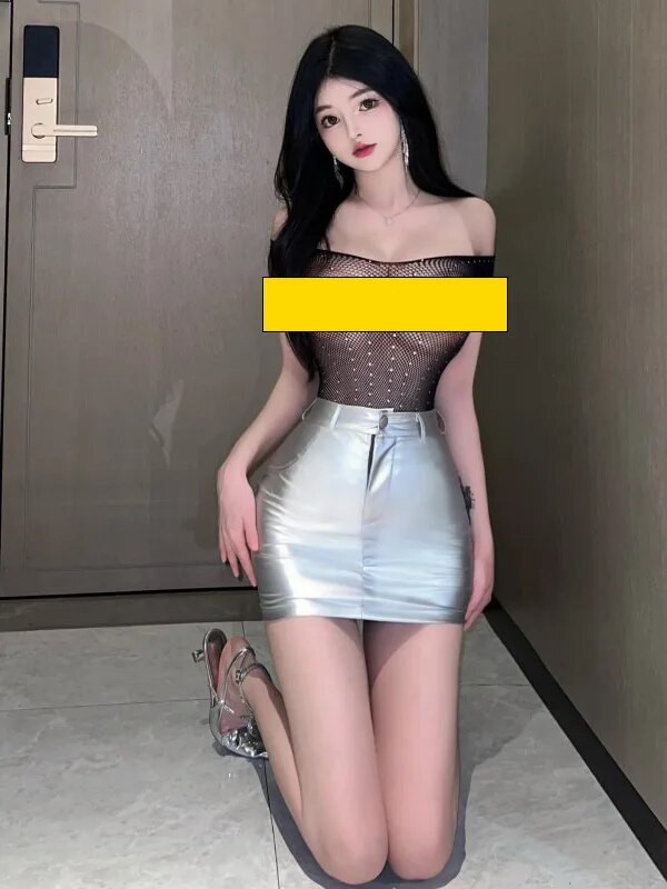 WOMENGAGA Pu nahast miniseelikud vürtsikas hõbedane tüdrukute seelik õhuke seksikas kitsas A-kujuline lühike seelik Kuum seksikas korea naiste 2023 3Z0T