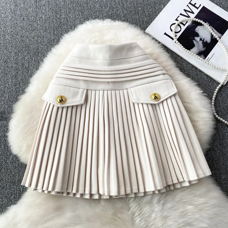 Fusta mini în stil preppy pentru femei, cu talie înaltă, cu linie A, fuste plisate pentru femei, cu pantaloni scurți, moda coreeană, fuste de toamnă pentru doamne.