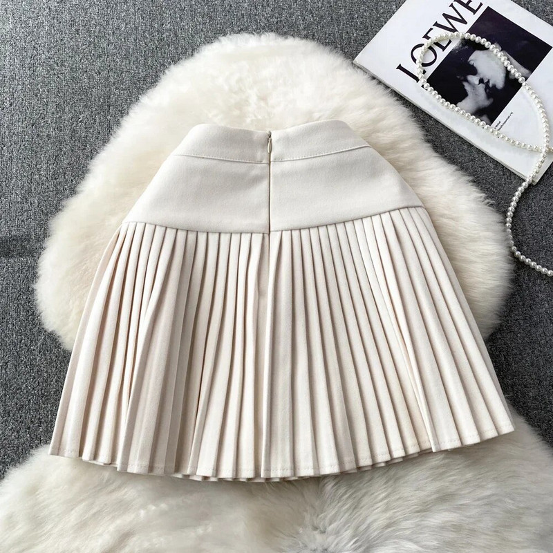 Fusta mini în stil preppy pentru femei, cu talie înaltă, cu linie A, fuste plisate pentru femei, cu pantaloni scurți, moda coreeană, fuste de toamnă pentru doamne.