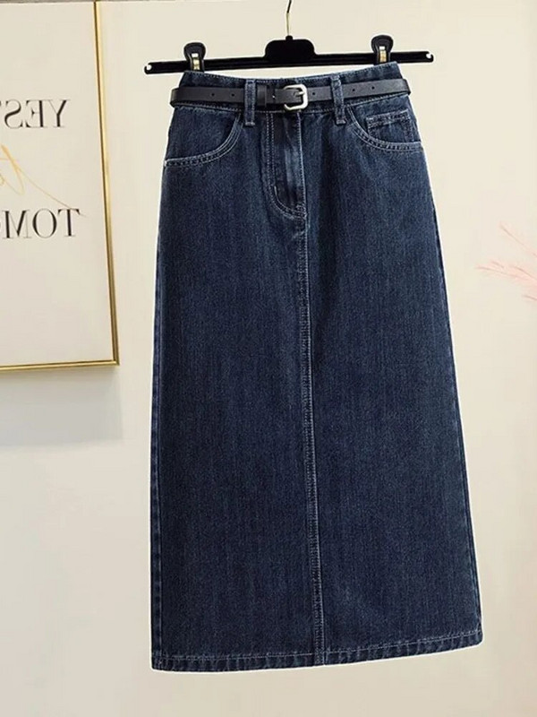 Ženska elegantna traper suknja u starom korejskom stilu, modna ležerna Harajuku ulična odjeća s visokim strukom, šik ravna suknja Novo