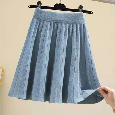Lucyever 2022 Jar/Leto Dámska skladaná sukňa Jednofarebná pletená sukňa s vysokým pásom Dámska kórejská móda A-Line krátke sukne