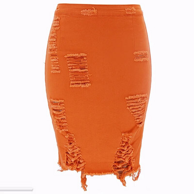 GBYXTY Női Summer High Wasit Jeans Ceruzaszoknya divat Neon színű szakadt lyukak Bojt Bodycon farmerszoknya miniszoknya ZL346