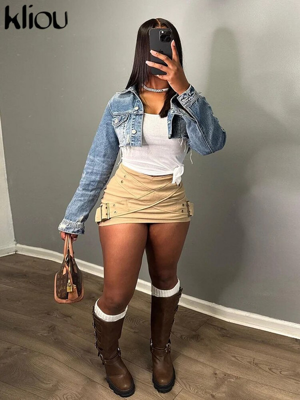 Kliou Dámske ležérne úzke sukne s prackou, vysoký pás, úzke, jednofarebné, mini nohavice, stručné dievčenské trendy, základné streetwear