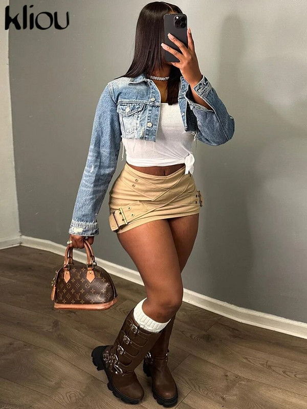 Kliou Dámske ležérne úzke sukne s prackou, vysoký pás, úzke, jednofarebné, mini nohavice, stručné dievčenské trendy, základné streetwear