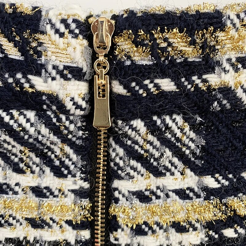 VISOKE KVALITETE, najnovije dizajnerske suknje iz 2024., ženska mini suknja s dugmadima u obliku lavova, karirana vunena tvida