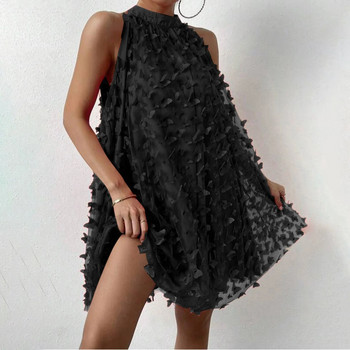 Γυναικείο φόρεμα βραδινό πάρτι με πεταλούδα απλικέ Διχτυωτό επικάλυψη αμάνικο φόρεμα λαιμόκοψη 2024 Καλοκαιρινό κοκτέιλ Μίνι φόρεμα Vestidos