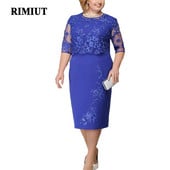 Rimiut Plus Veličina 5XL 6XL Ženska ljetna jesenska haljina Elegantna čipkasta haljina Ženske plave večernje haljine vestido Velike veličine Debele MM
