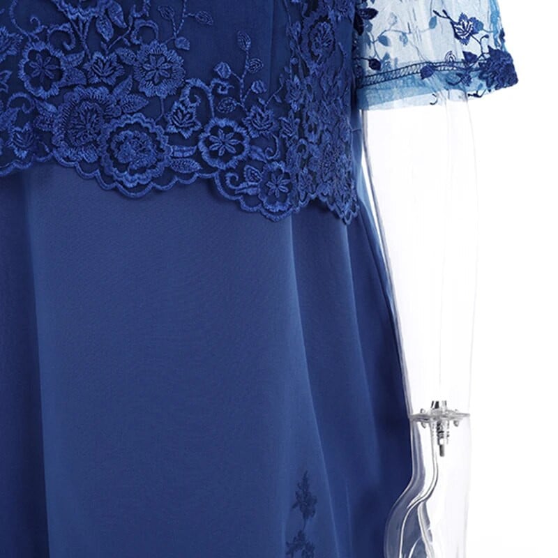 Rimiut Plus Veličina 5XL 6XL Ženska ljetna jesenska haljina Elegantna čipkasta haljina Ženske plave večernje haljine vestido Velike veličine Debele MM