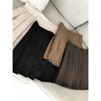 Χειμερινή χοντρή μάλλινη πλισέ φούστα Ολόσωμο ψηλόμεσο αδυνάτισμα BM μονόχρωμη κοντή φούστα Γυναικεία μαύρη φούστα