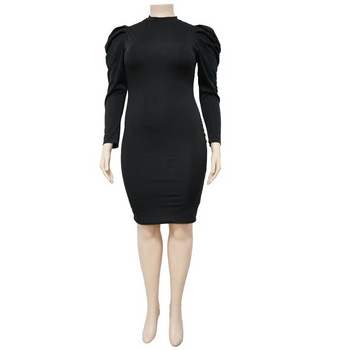 SOMO Plus Size Casual μονόχρωμο Commuter Μεσαίο Μακρύ Φόρεμα Γυναικείο Μακρυμάνικο Μόδα O-Neck Slim φόρεμα Χονδρική Dropshipping