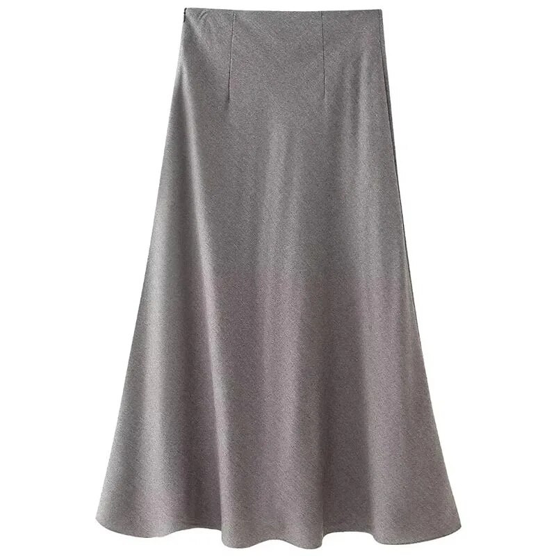 TRAF Midi Μικτή φούστα Γυναικείες φούστες Άνοιξη Καλοκαίρι 2024 Φούστα με φερμουάρ στη μέση πλάτη Νέα σε φούστα Επαγγελματικές φούστες Γυναικείες πολυτέλεια