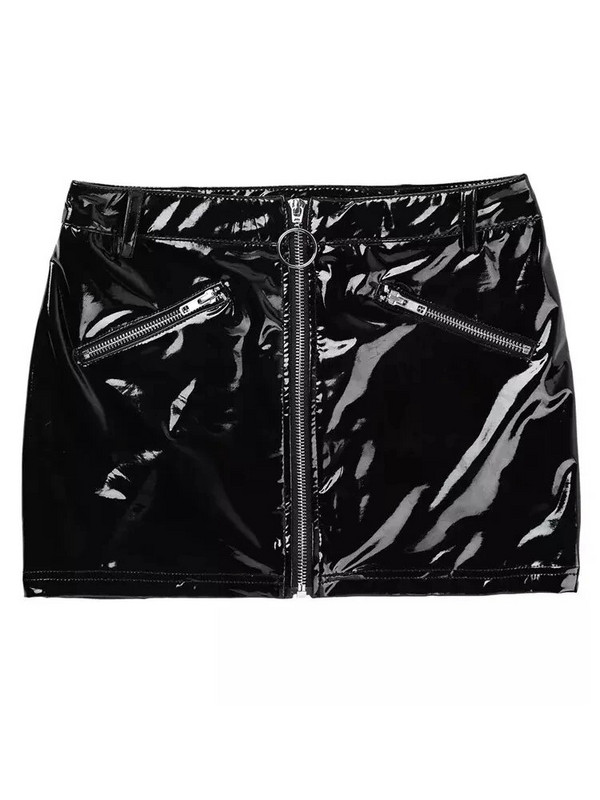 S-4XL kõrge vöökohaga Wet Look PVC tõmblukuga pliiatsi seelik läikiv PU nahast mikro miniseelikud sukkpüksid Seksikas pakett Hip Faldas tänavarõivad